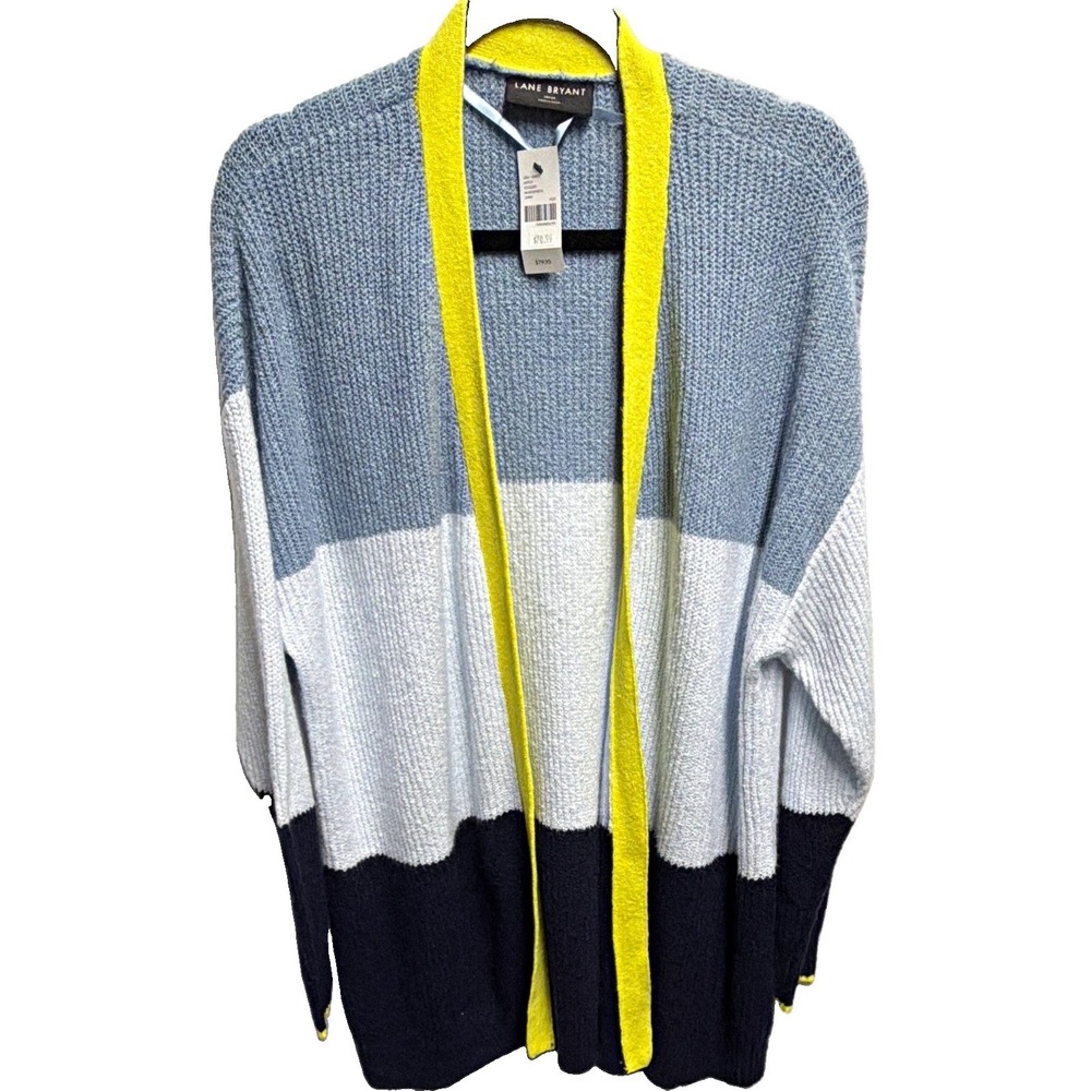 Lane Bryant Women's Plus 18/20 Colorblock Open Front Long Sleeve Cardigan